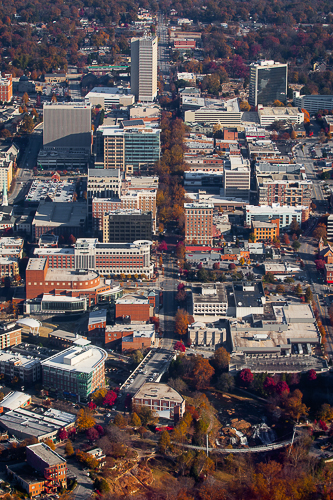 Aerial images of downtown Greenville 